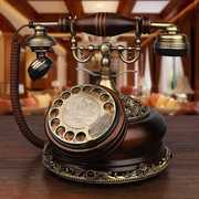 老式实木仿古电话机欧式复古有绳家用办公座机复古创意来电显示