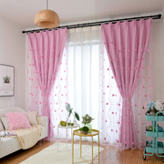欧式紫色绣花窗帘窗纱，全遮光半遮光加厚布料客厅卧室蕾丝纱帘成品
