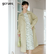 gcrues韩版风衣春秋装女装2024年上衣外套中长款高腰气质大衣