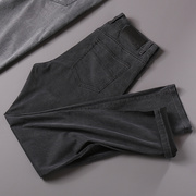 高档夏季男装长裤质感黑灰色水洗弹力柔软天丝男士直筒超薄牛仔裤
