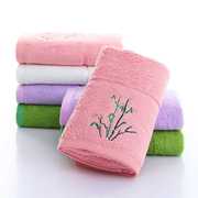 竹纤维毛巾32支单纱纯色，绣竹子竹炭，加厚方巾毛巾浴巾礼盒装