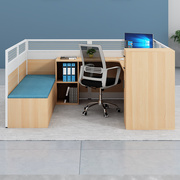 办公桌带休息床折叠卡座屏风隔断工位多人位员工办公桌椅组合套装