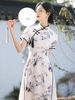 奥黛旗袍连衣裙2024年春改良中国风日常裙子平时穿水墨年轻款