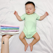 婴儿夏季莫代尔短袖连体衣新生儿包屁衣男女童宝宝三角哈衣薄款夏