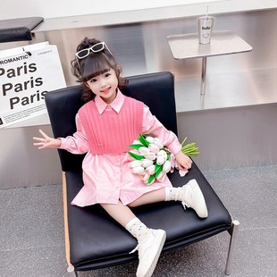 女童春秋公主套装衬衫连衣裙两件套名媛女宝宝洋气时髦新网红