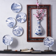 新中式客厅卧室墙壁面装饰品挂件，壁挂花瓶创意挂盘花插陶瓷青花瓷