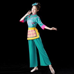 2023年秧歌服喜庆演出服，女村姑采茶舞服装民族，舞蹈广场舞套装