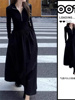 赫本风黑色长袖连衣裙子女，秋冬季2023法式高级感显瘦打底长裙