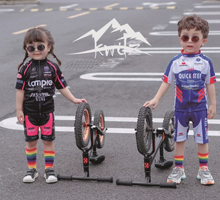平衡车骑行服夏季速干男女儿童轮滑赛车自行车表演短袖薄款套装