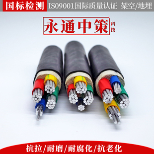 永通中策铝线电线户外线2345芯电缆线，10162535铝芯地埋电缆