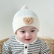 新生儿帽子春秋款宝宝毛线，帽秋冬季婴儿，保暖套头帽婴童卡通护耳帽
