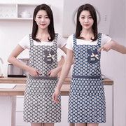 韩版女时尚加厚竹节棉围裙，家用厨房做饭卡通，可爱防污无袖背带围腰
