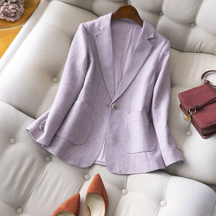 法式浪漫初秋神仙奶油紫温柔淡雅紫色夹花羊毛呢通勤西装外套
