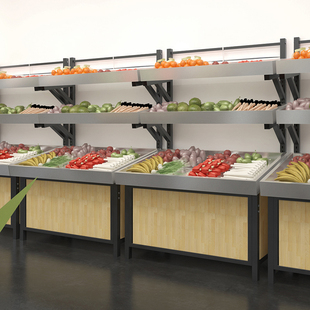 超市不锈钢蔬菜水果货架展示架生鲜，店多层果蔬堆头水果店中岛架子
