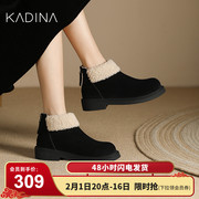 卡迪娜23年秋冬加绒雪地，靴时尚平跟保暖女靴kwa230167