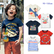 日系 夏季儿童短袖t恤薄款背包男半袖衫纯棉宝宝针织飞机上衣动漫