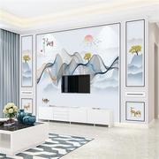 新中式壁纸客厅电视背景墙墙布影视墙墙纸山水画抽象意境大气壁画
