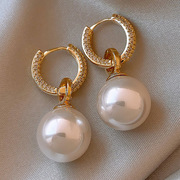 巴黎设计师微镶锆石圆形大珍珠，耳环气质网红耳坠轻奢个性耳扣