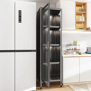 厨房柜子储物柜落地多层夹缝，带门收纳柜多功能，边柜冰箱缝隙餐边柜