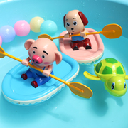 儿童洗澡玩具划船皮划艇小猪会游泳乌龟宝宝戏水婴儿童抖音男女孩