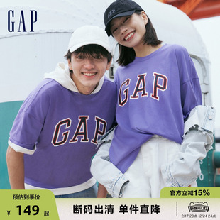 断码Gap男女美式LOGO纯棉亲肤短袖T恤688537夏季情侣上衣