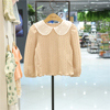 CHEEK韩国童装23秋儿童娃娃领洋气针织长袖淑女T恤打底衫