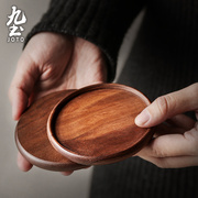 日式黑胡桃木杯垫实木餐垫，隔热垫简约正方形，茶托手工禅意茶道配件