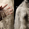 法式棉艺蕾丝花刺绣，网纱透视米色手工，服装裙子婚纱礼服布料面料