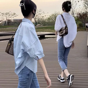 纯棉夏季小个子韩版时尚减龄洋气短袖衬衫女气质盐系百搭通勤上衣