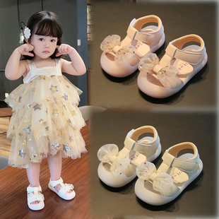 女婴儿夏季凉鞋6-12个月宝宝软底学步鞋防滑防踢包头小童公主鞋子