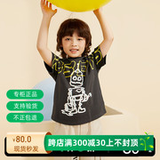迪迪鹿男童t恤2024夏季机器人，圆领潮酷童装，儿童印花休闲短袖