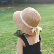 儿童帽子夏季女孩子遮阳草编，帽户外度假旅行防晒渔夫帽女童太阳帽