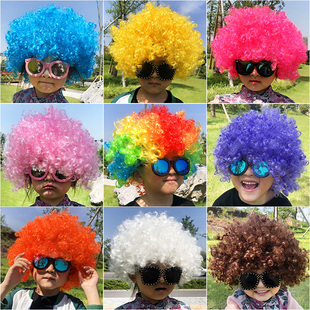 爆炸头假发彩色幼儿园，装扮头饰儿童搞笑头发，小丑头套表演道具发套