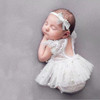 影楼儿童摄影服装宝宝月子照白色公主裙子蕾丝珍珠连体哈衣裙套装