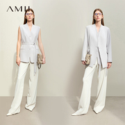 amii时尚职业套装女2024春季修身西装，外套马夹夏装搭配一整套
