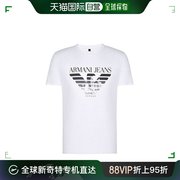 香港直发ARMANI副线 男士白色印花短袖T恤 3Y6T35 6JPFZ 1100