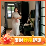 GLEC大码轻奢高端女装2023白色蕾丝气质名媛连衣裙高级感轻奢