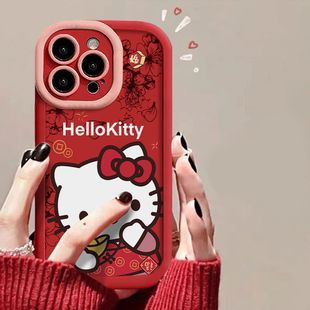 新年hellokitty适用苹果iphone15手机壳14pro13promax全包1211防摔xsmax时尚xsxr男女78plus软硅胶套