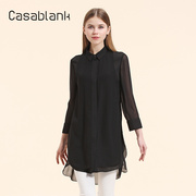 Casablank卡莎布兰卡秋季别致轻熟中长款雪纺衬衫女长袖洋气小衫
