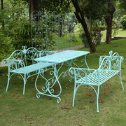 欧式户外铁艺桌椅露天庭院，休闲花园室内阳台，茶几长沙发三件套桌椅