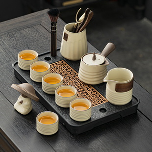汝窑功夫茶具套装家用陶瓷，茶壶泡茶盖碗轻奢高档茶盘喝茶茶杯整套