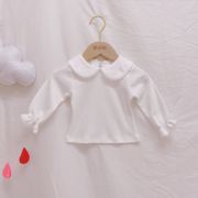 女宝宝打底衫春秋冬季白色娃娃，领纯棉加绒t恤婴儿，百搭长袖上衣ins