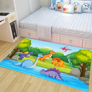 卧室地毯宝宝床前防摔垫儿童卡通地垫长条床边毯脚垫子榻榻米恐龙