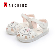 abckids童鞋2023夏季女儿童宝宝蝴蝶结皮凉鞋P121102095