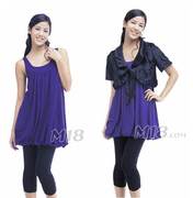 加大码紫罗兰色胸86-95可长款上衣可连衣裙穿双层花苞裙6351