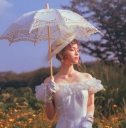 蕾丝伞公主洋伞婚纱照外景摄影道具法式白色花边伞舞蹈伞走秀装饰