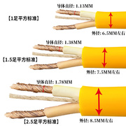 户外防冻软线电线2芯，11.52.5平方护套线，家用国标足米电源电缆线