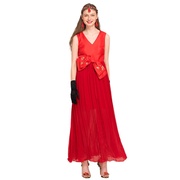 奈昕让您穿着好看个性化私人订制121921欧美长裙，v领红色无袖婚宴