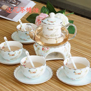 欧式陶瓷花茶茶具加厚耐热下午茶具茶杯水果，花茶茶具加热套装送礼