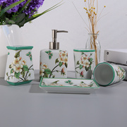 美式陶瓷卫浴五件套装浴室牙具洗漱杯套件欧式刷牙杯 卫生间用品